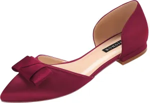 ERIJUNOR Comfortable Low Heel Wedding Shoes with Bow Knot D’orsay Pointy Toe Flats