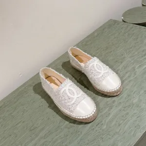 espadrilles grey tweed white calfskin