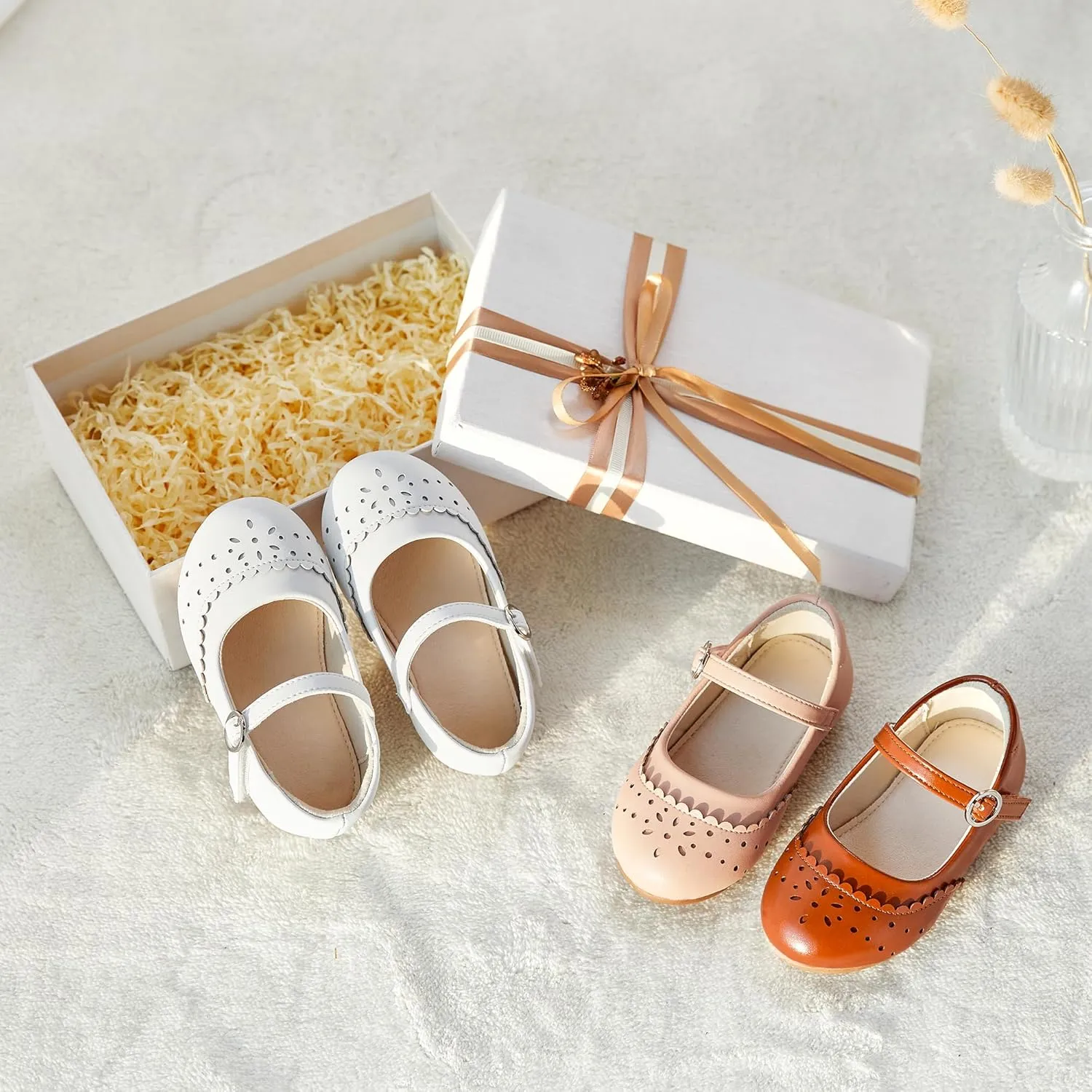 ESTINE Toddler Little Girls Ballet Shoes Baby Kids Princess Dress Wedding Strap Mary Jane Flats