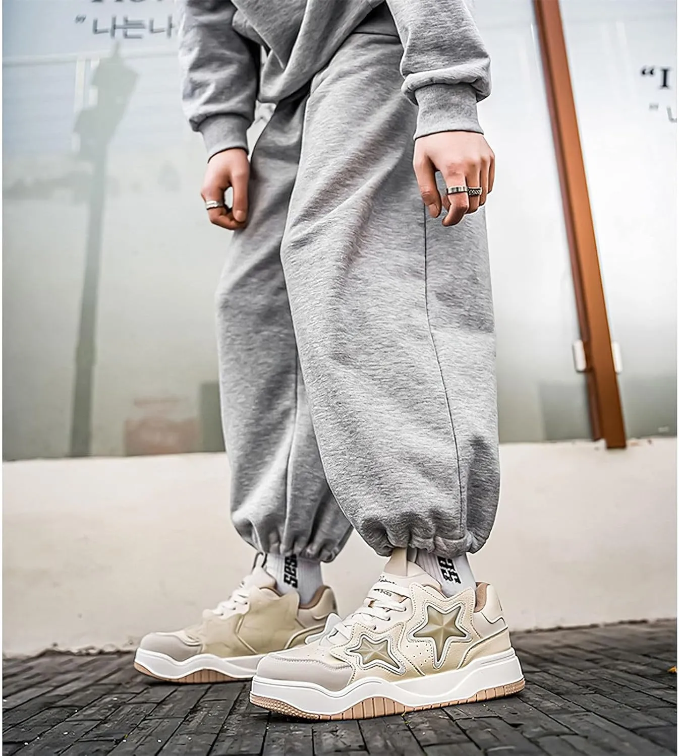 Exusiai Chunky Sneakers for Men Fashion Design Star Y2K Shoes Comfortable Skateboard Walking Platform Dad Shoes White/Black/Green