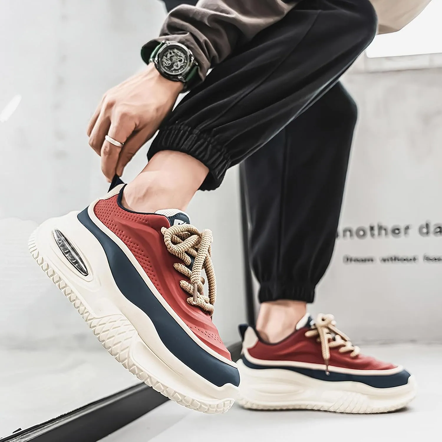 Exusiai Men's Walking Chunky Shoes Fashion Breathable Non Slip Chunky Sneakers Outdoor Workout School Tennis Travel