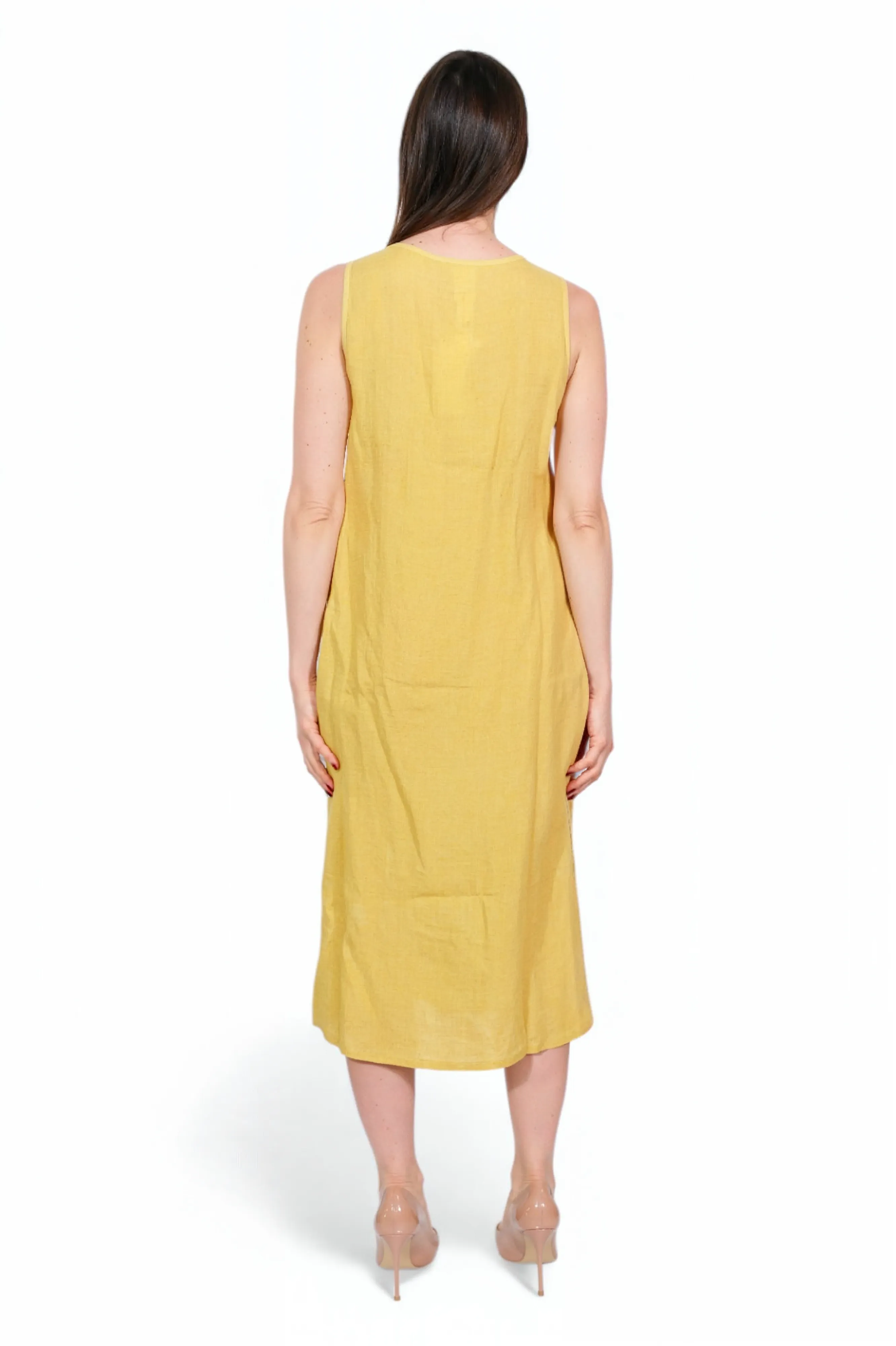 Fabiana Filippi Mustard Linen Midi Dress