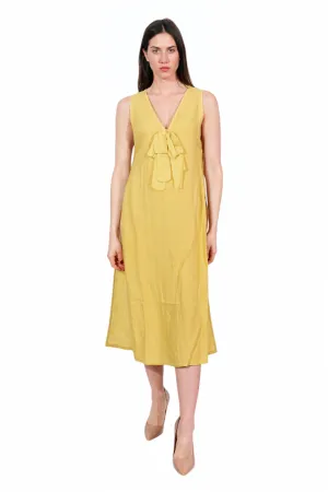 Fabiana Filippi Mustard Linen Midi Dress