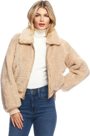Fabulous-Furs Donna Salyers Cream Faux Sherpa Sloane Bomber Jacket