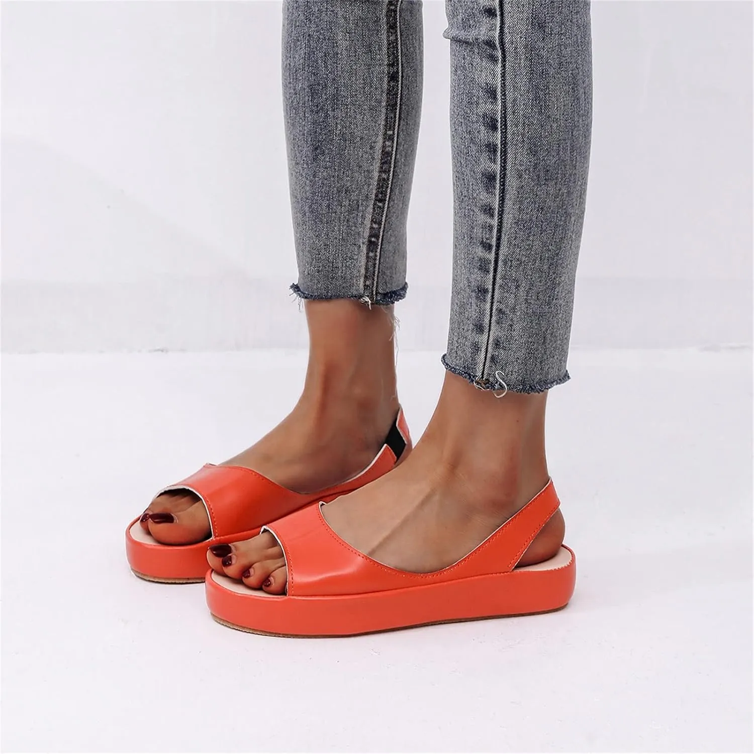 Fashion 2025 Women's Casual Slingback Sandals Summer Comfy Flats Dressy Platform Sandal Shoes Open Toe Footwear