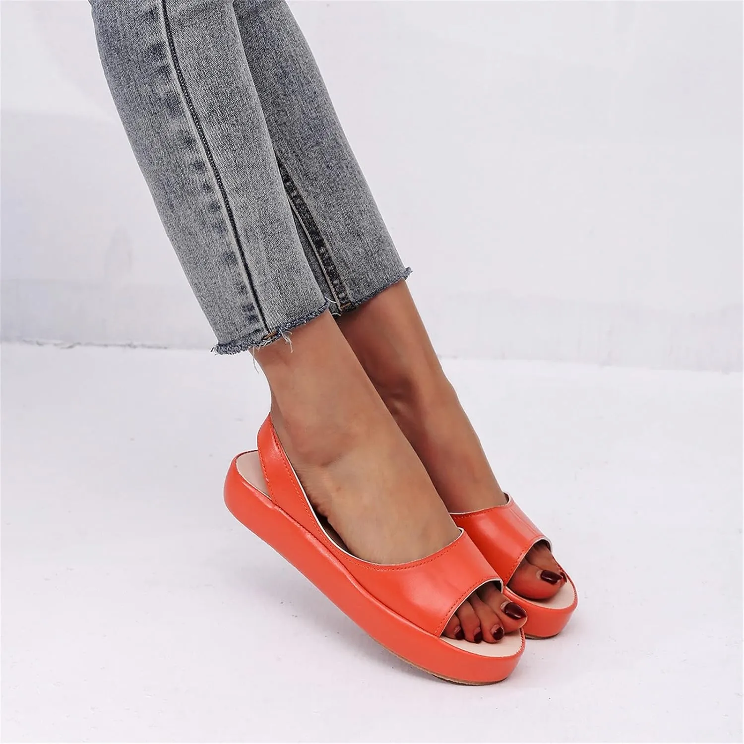 Fashion 2025 Women's Casual Slingback Sandals Summer Comfy Flats Dressy Platform Sandal Shoes Open Toe Footwear
