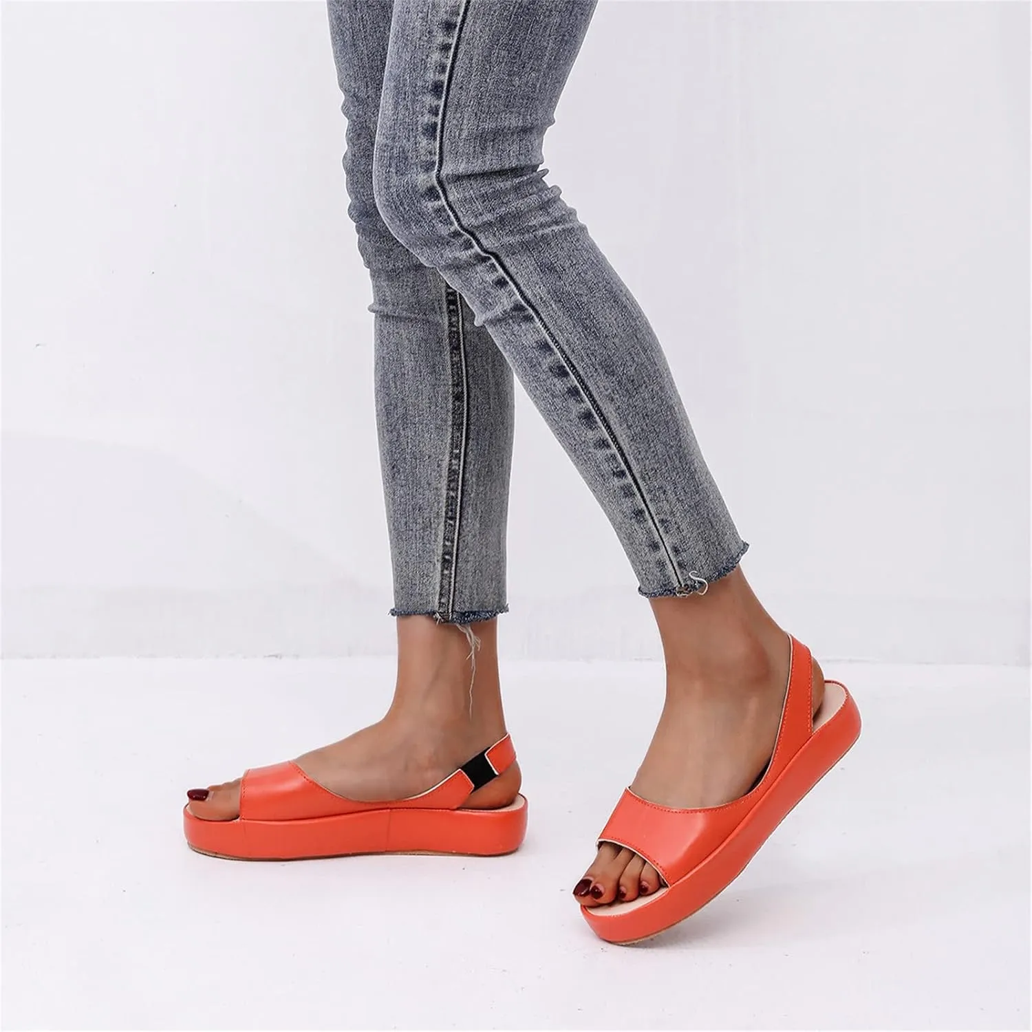 Fashion 2025 Women's Casual Slingback Sandals Summer Comfy Flats Dressy Platform Sandal Shoes Open Toe Footwear