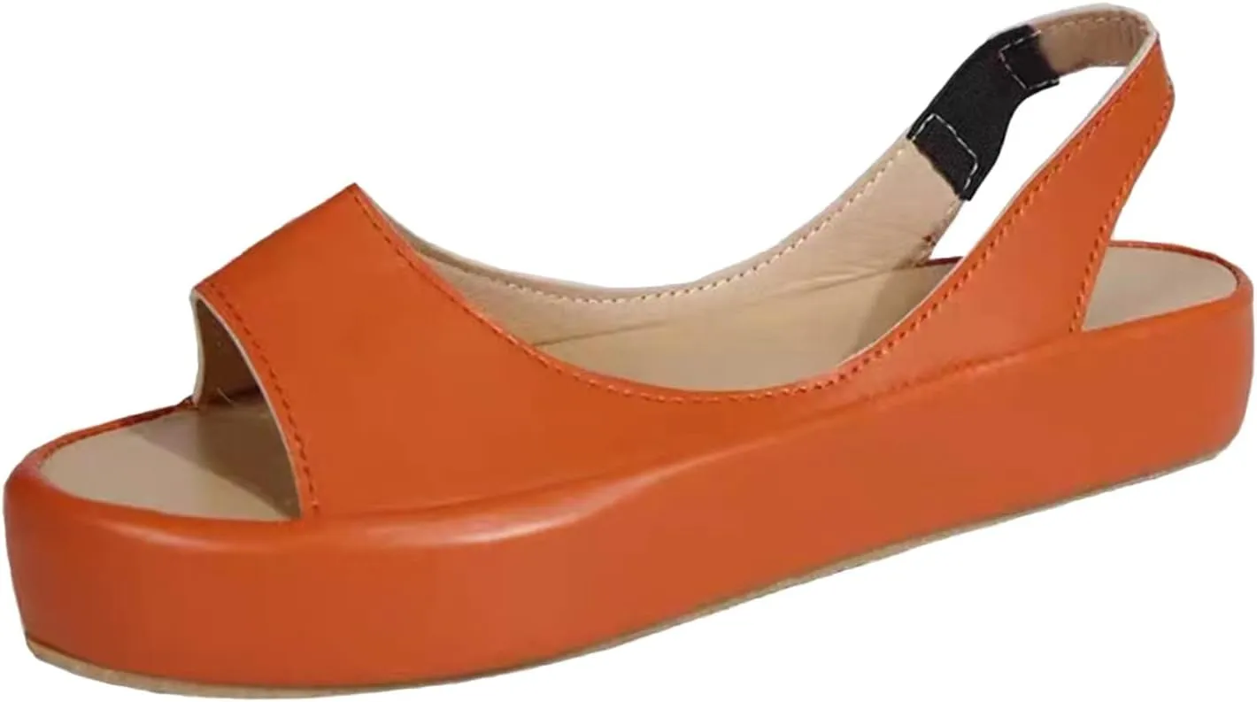 Fashion 2025 Women's Casual Slingback Sandals Summer Comfy Flats Dressy Platform Sandal Shoes Open Toe Footwear