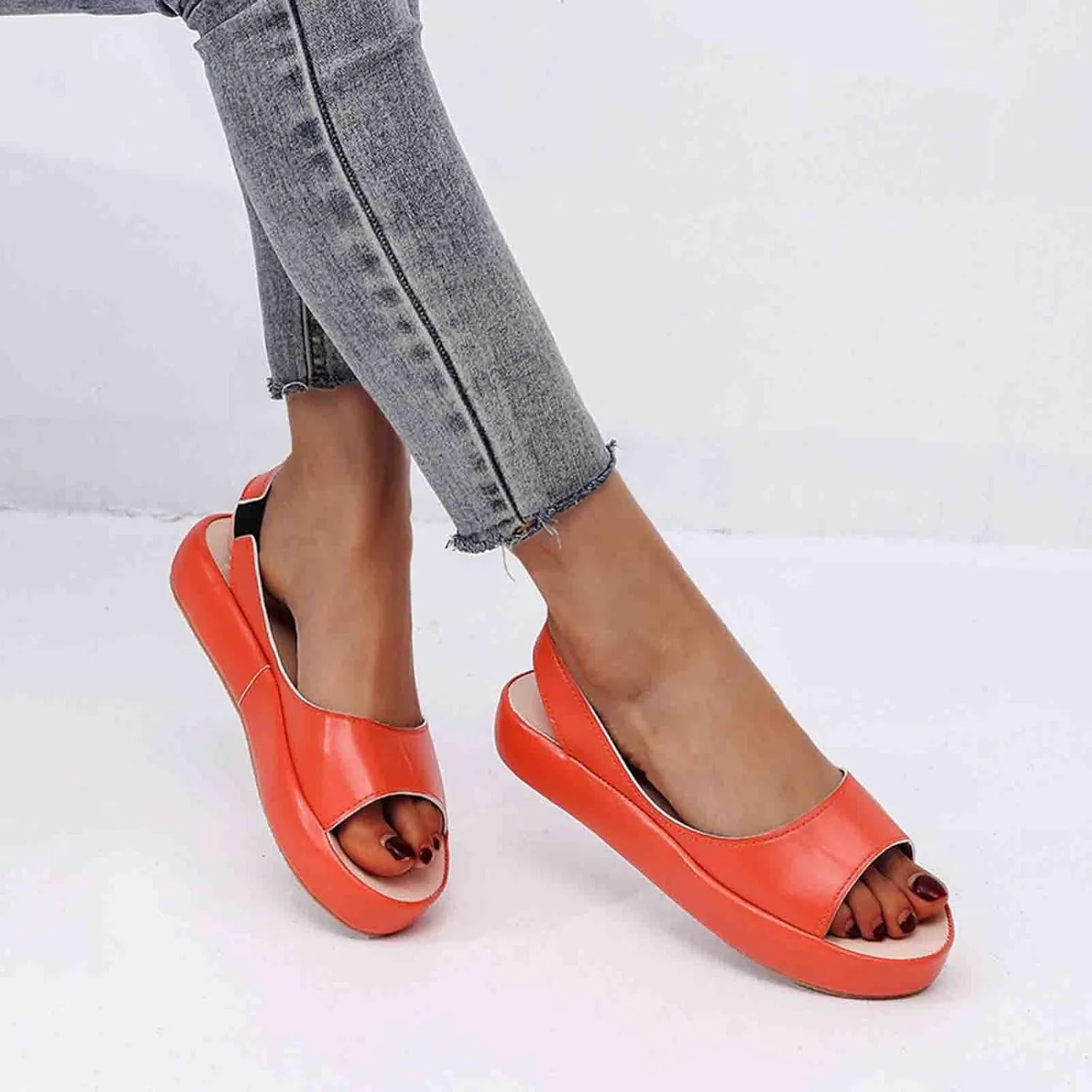 Fashion 2025 Women's Casual Slingback Sandals Summer Comfy Flats Dressy Platform Sandal Shoes Open Toe Footwear
