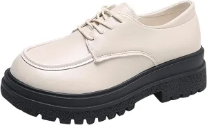 Fashion Women Artificial Leather Solid Color Autumn Thick Sole Square Heels Lace Up Short Sweater Cuff Leather Boots (White, 7.5)