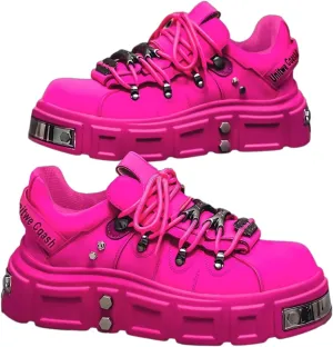 Faux Leather Y2K Punk Studded Platform Sneakers for Men and Women Thick Sole Casual Streetwear Shoes with 2.75 Inch Lift for Night Out Concert Fashion Looks