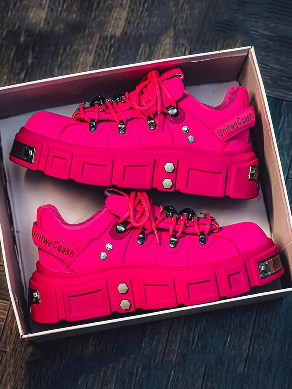 Faux Leather Y2K Punk Studded Platform Sneakers for Men and Women Thick Sole Casual Streetwear Shoes with 2.75 Inch Lift for Night Out Concert Fashion Looks