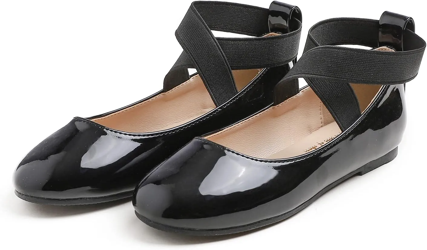 FEVERSOLE Girls Cute Dress Mary Jane Shoes Soft Party Holiday Ballet Flats