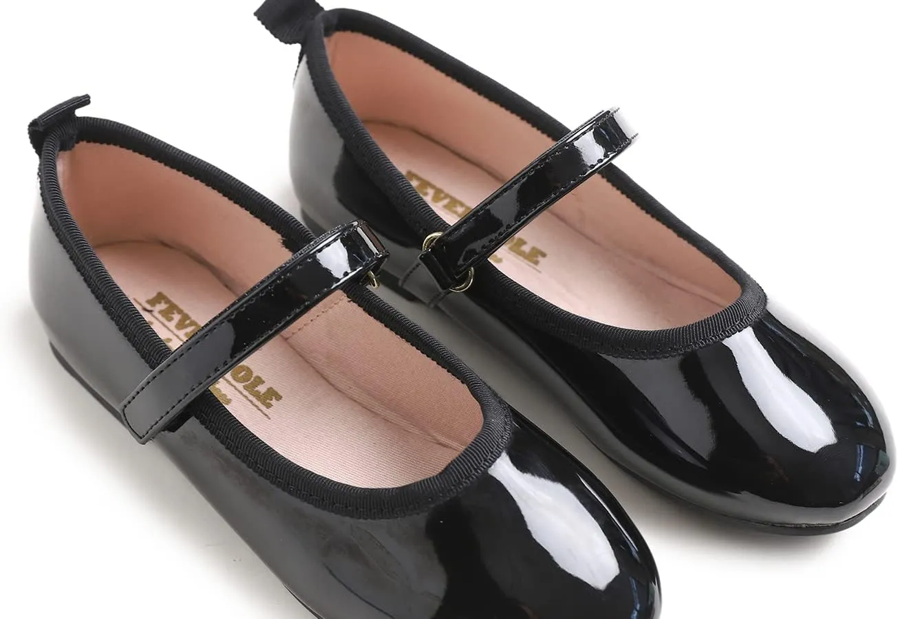 FEVERSOLE Girls Cute Dress Mary Jane Shoes Soft Party Holiday Ballet Flats