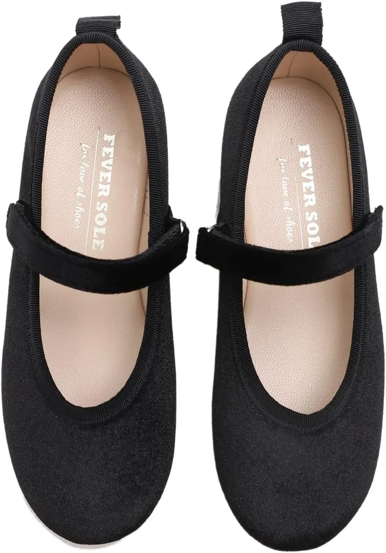 FEVERSOLE Girls Cute Dress Mary Jane Shoes Soft Party Holiday Ballet Flats