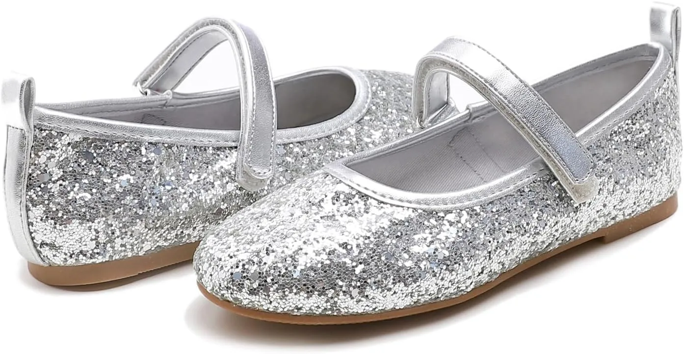 FEVERSOLE Girls Cute Dress Mary Jane Shoes Soft Party Holiday Ballet Flats