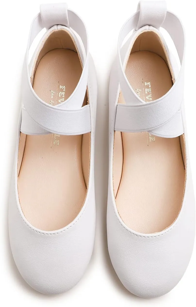 FEVERSOLE Girls Cute Dress Mary Jane Shoes Soft Party Holiday Ballet Flats