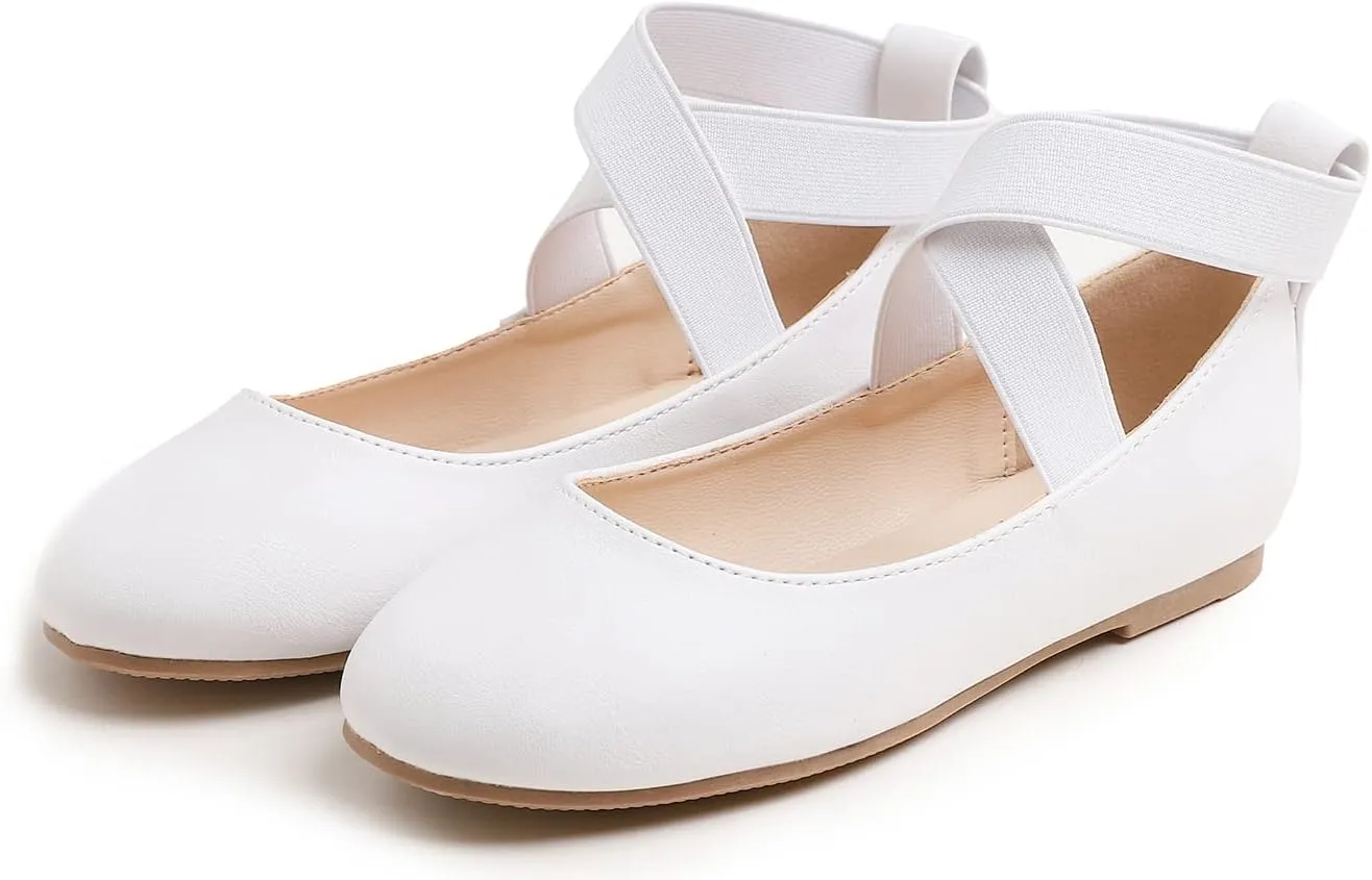 FEVERSOLE Girls Cute Dress Mary Jane Shoes Soft Party Holiday Ballet Flats