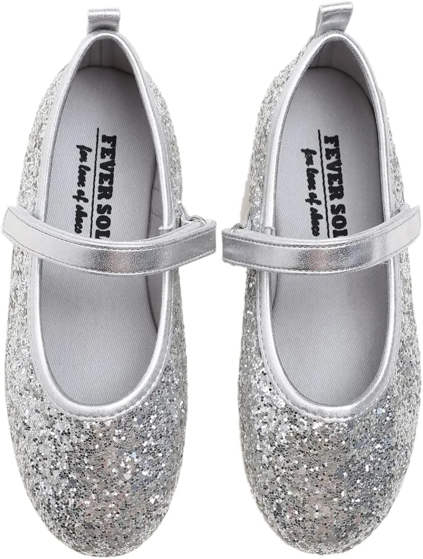 FEVERSOLE Girls Cute Dress Mary Jane Shoes Soft Party Holiday Ballet Flats