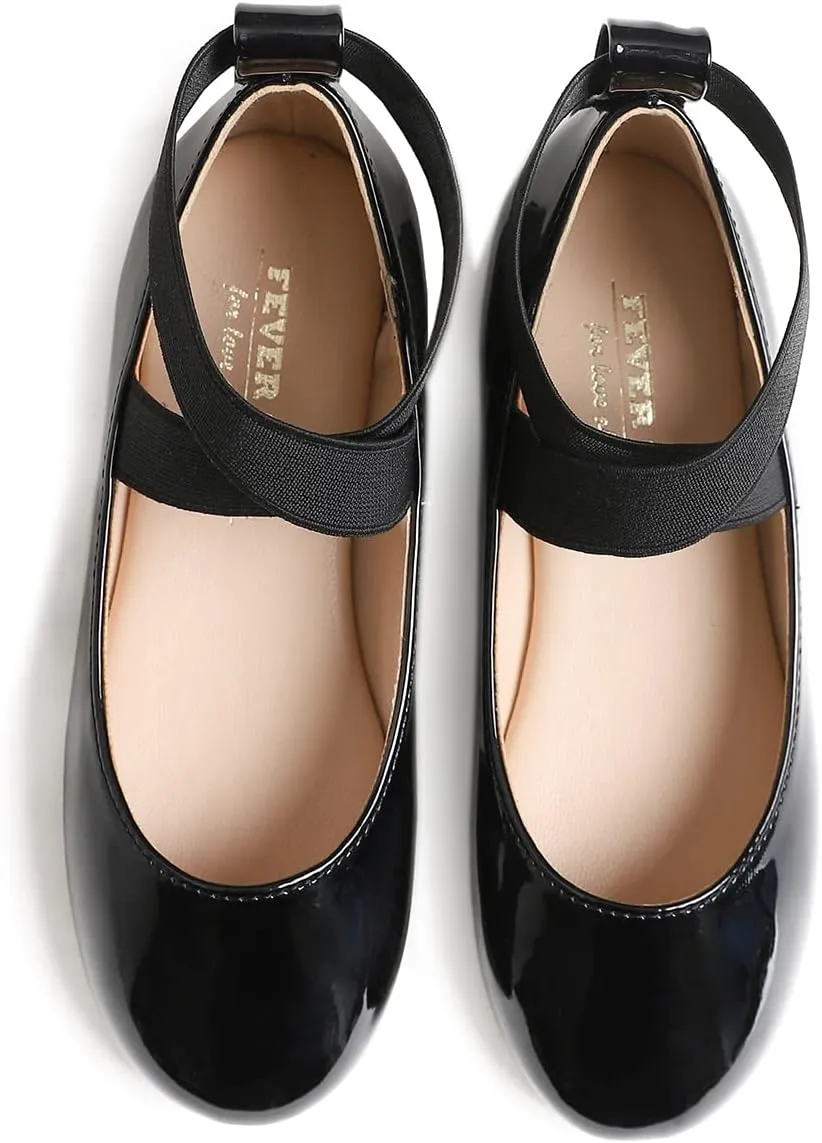 FEVERSOLE Girls Cute Dress Mary Jane Shoes Soft Party Holiday Ballet Flats