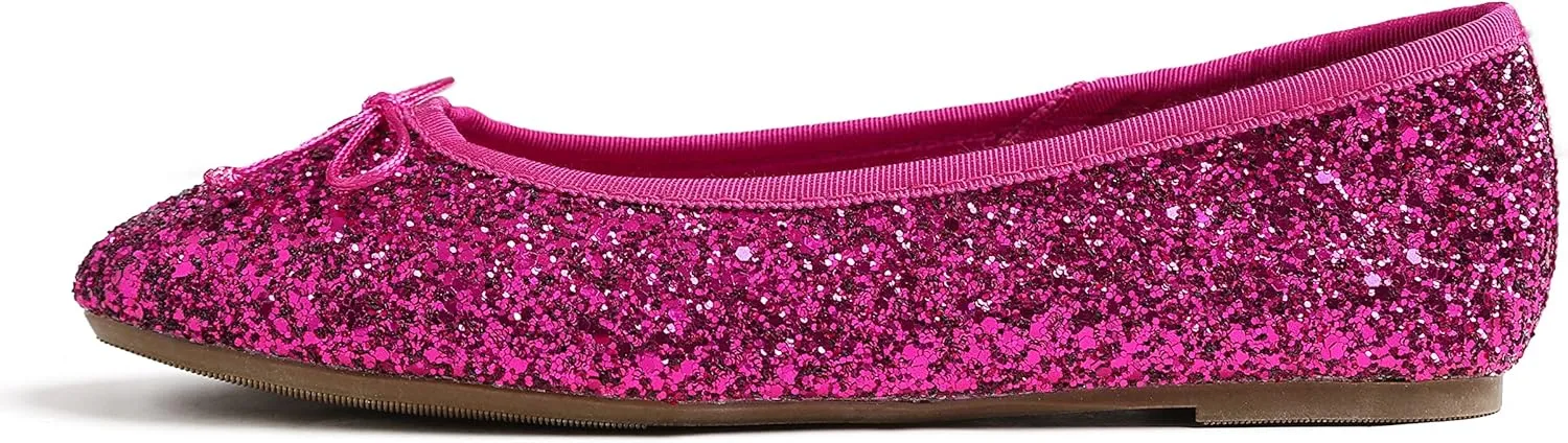 FEVERSOLE Women's Bling Soft Cushioned Comfort Flats Sparkle Party Ballets