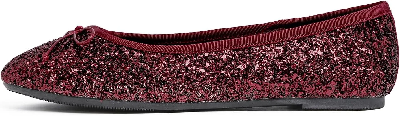 FEVERSOLE Women's Bling Soft Cushioned Comfort Flats Sparkle Party Ballets
