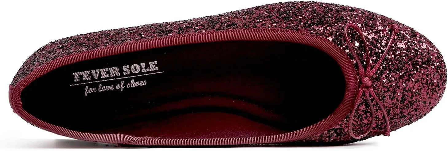 FEVERSOLE Women's Bling Soft Cushioned Comfort Flats Sparkle Party Ballets