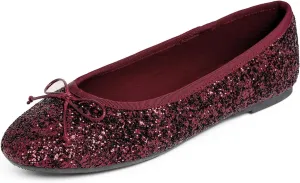 FEVERSOLE Women's Bling Soft Cushioned Comfort Flats Sparkle Party Ballets