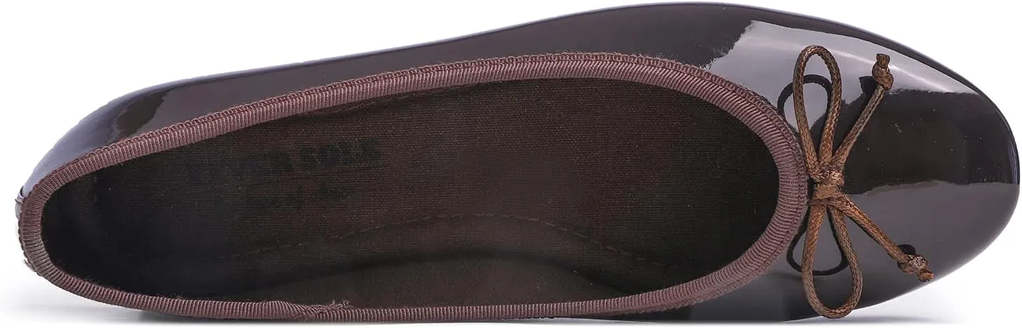FEVERSOLE Women's Macaroon Colorful Memory Foam Cushion Insock Patent Ballet Flat