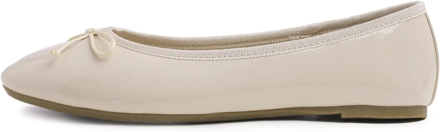 FEVERSOLE Women's Macaroon Colorful Memory Foam Cushion Insock Patent Ballet Flat