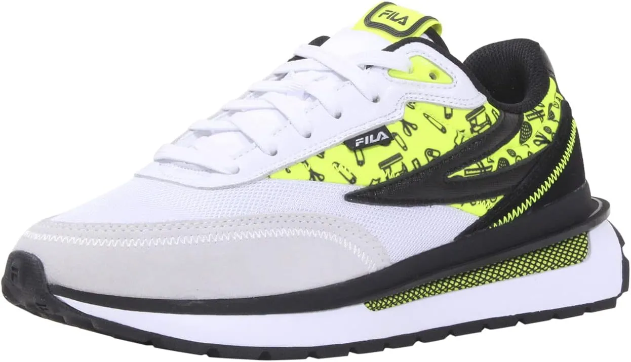 Fila Men's Renno-DIY Sneakers White/Safety Yellow/Black Sz. 8.5 1CM01593