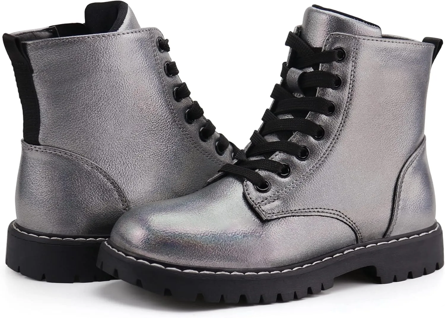 firelli Kids Ankle Boots Boys Girls Side Zipper Lace Up Work Boots Combat Boots