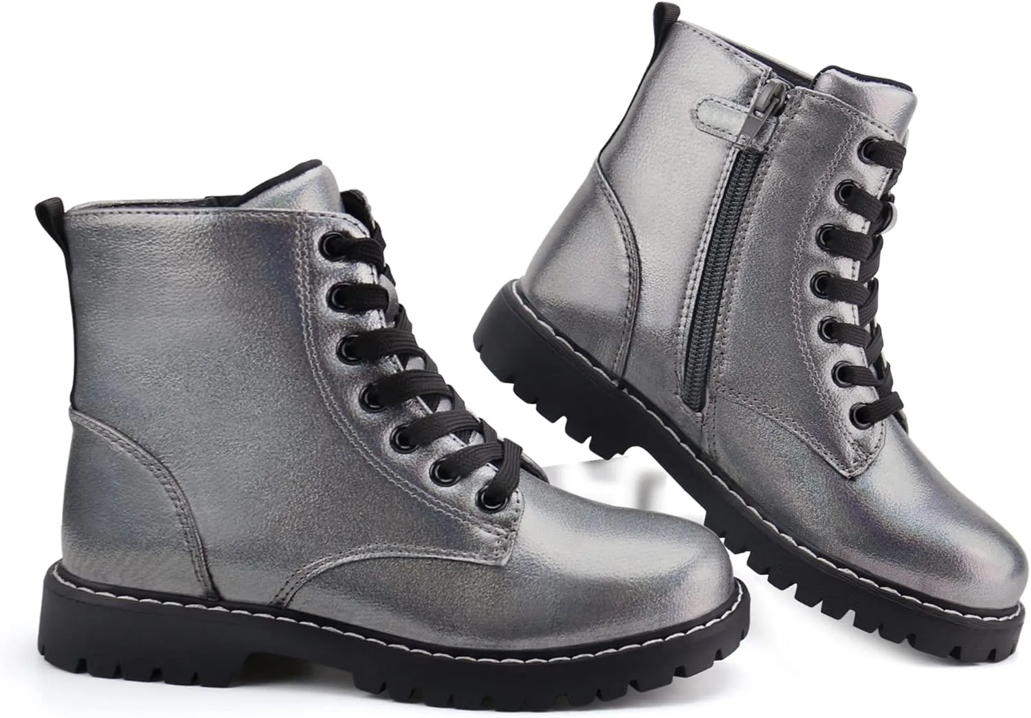 firelli Kids Ankle Boots Boys Girls Side Zipper Lace Up Work Boots Combat Boots