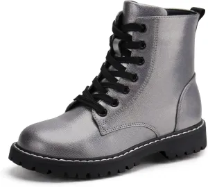 firelli Kids Ankle Boots Boys Girls Side Zipper Lace Up Work Boots Combat Boots