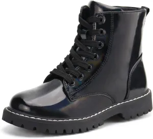 firelli Kids Ankle Boots Boys Girls Side Zipper Lace Up Work Boots Combat Boots