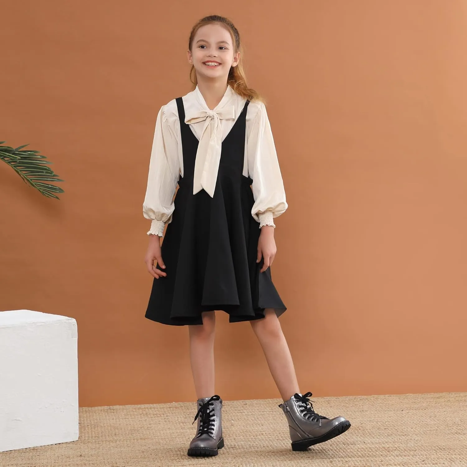 firelli Kids Ankle Boots Boys Girls Side Zipper Lace Up Work Boots Combat Boots