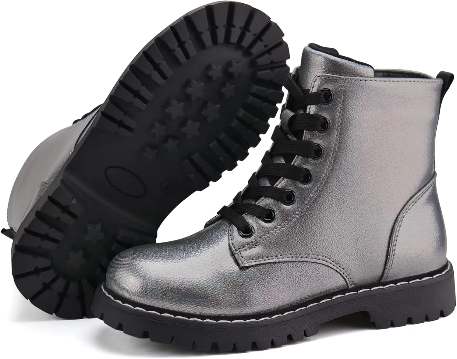 firelli Kids Ankle Boots Boys Girls Side Zipper Lace Up Work Boots Combat Boots