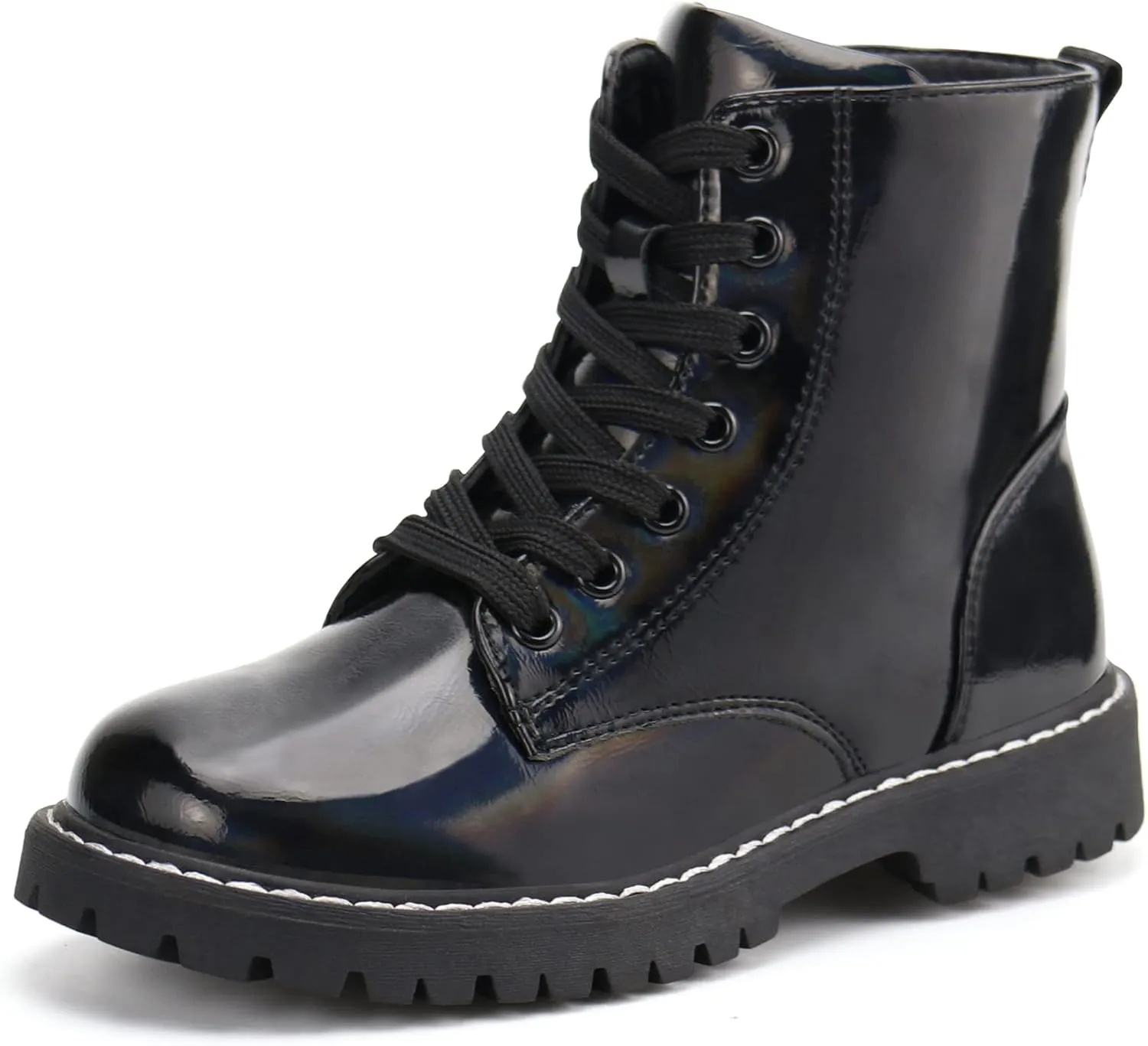firelli Kids Ankle Boots Boys Girls Side Zipper Lace Up Work Boots Combat Boots