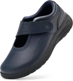 FitVille Women Wide Classic Mary Jane Shoes Flats Casual Dress Shoes Lightweight Comfort Walking Shoes for Plantar Fasciitis Bunions