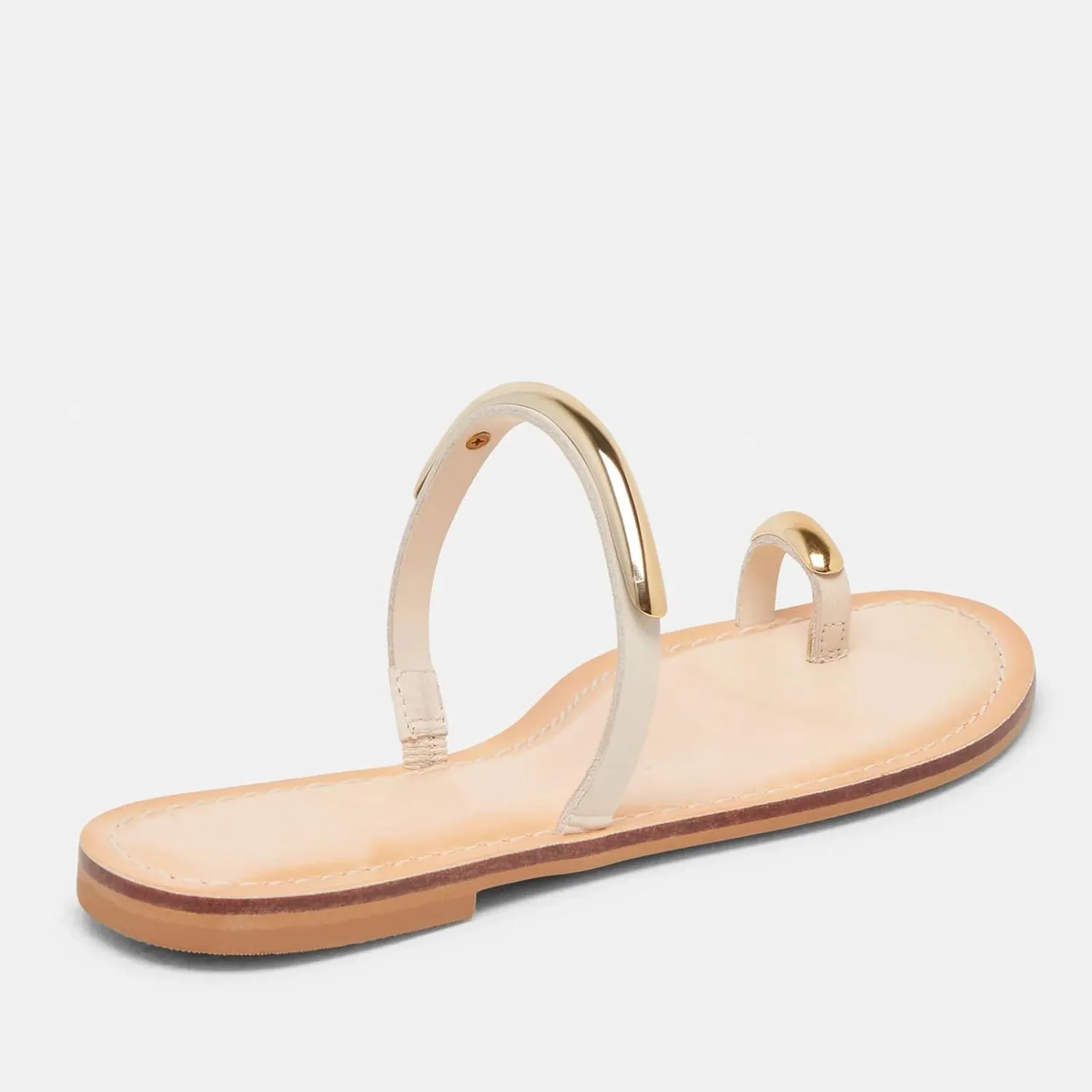 Flat Sandals for Women Metallic Toe Ring Slippers with Strap Comfortable Open Toe Summer Beach Flats Shoes