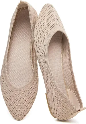 Flats for Women Black Dress Shoes Comfortable Ballet Flats Casual Pointed Foldable Knitted Fashionable Shoes