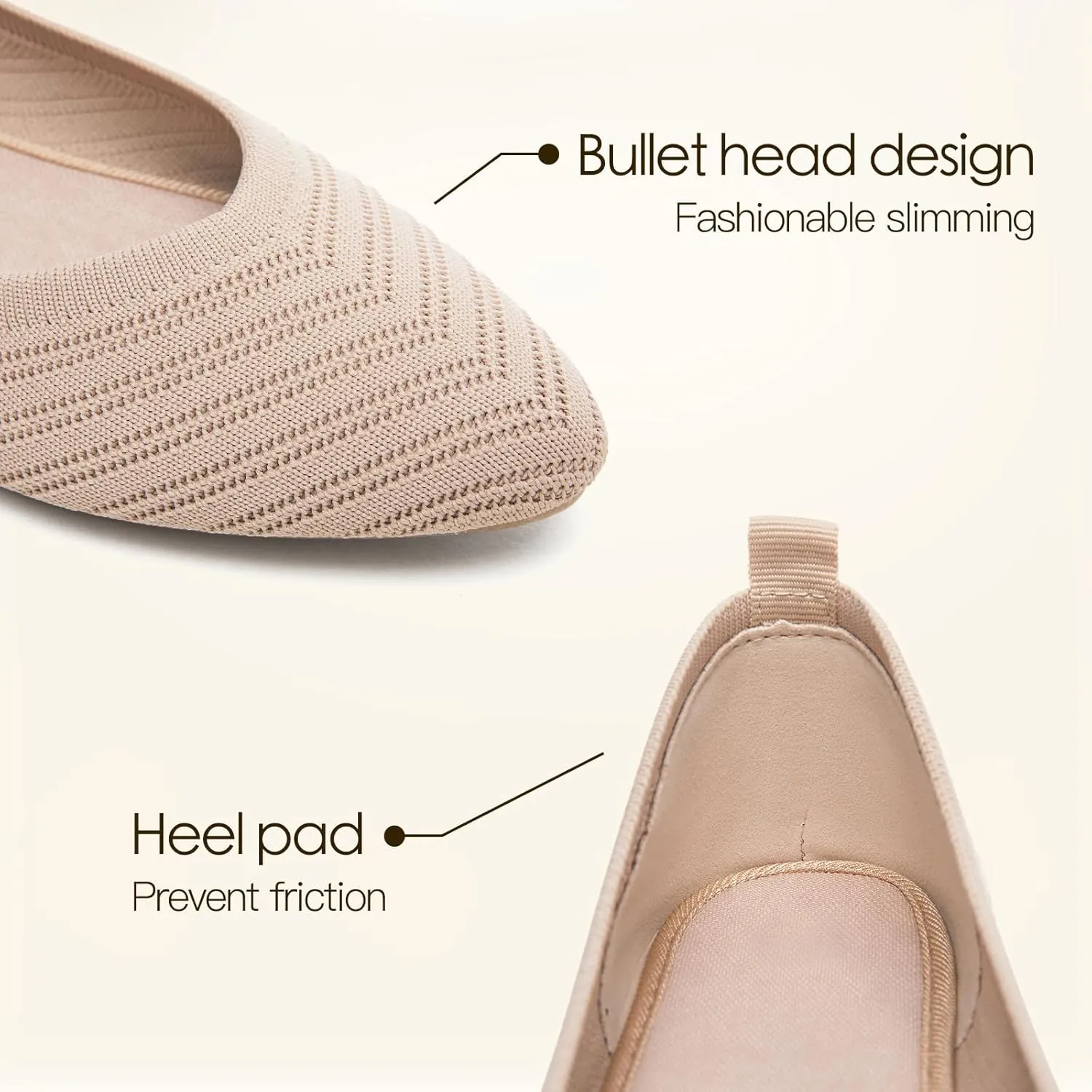 Flats for Women Black Dress Shoes Comfortable Ballet Flats Casual Pointed Foldable Knitted Fashionable Shoes