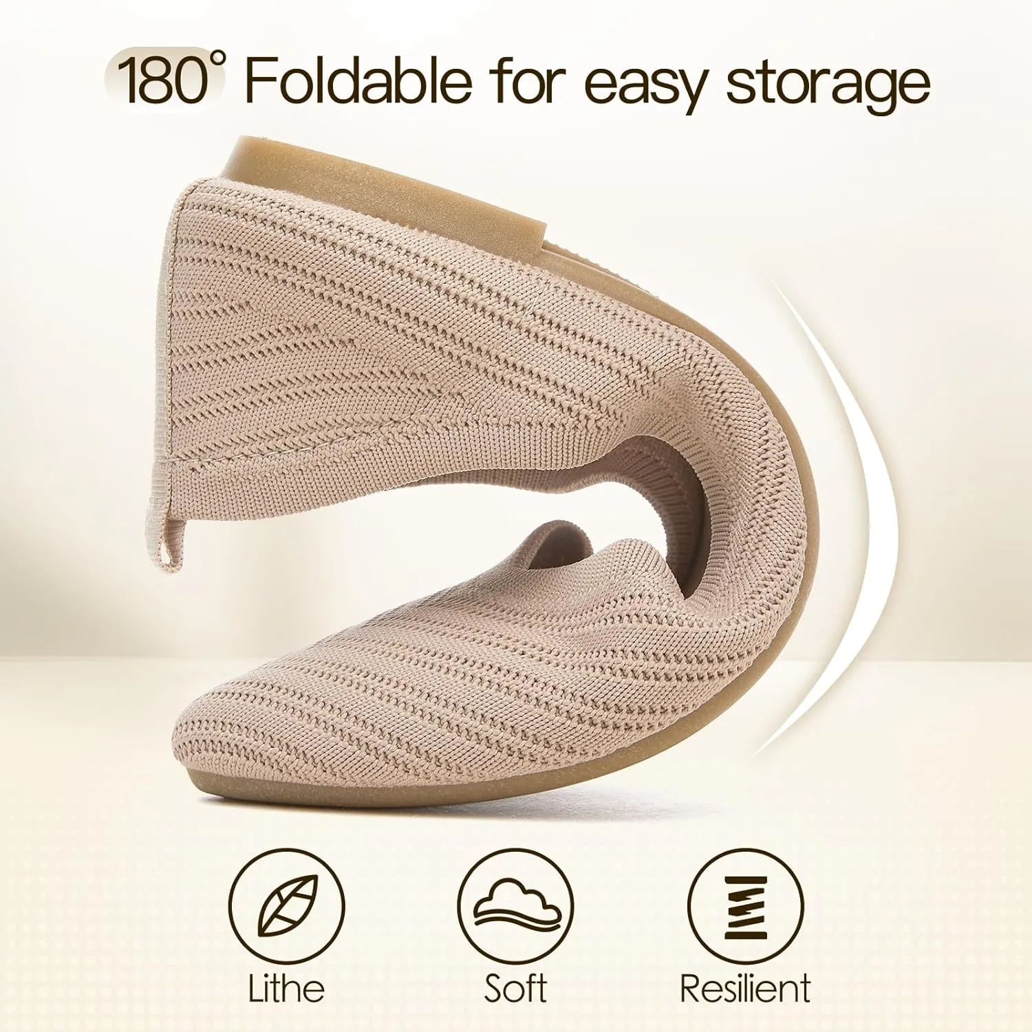 Flats for Women Black Dress Shoes Comfortable Ballet Flats Casual Pointed Foldable Knitted Fashionable Shoes