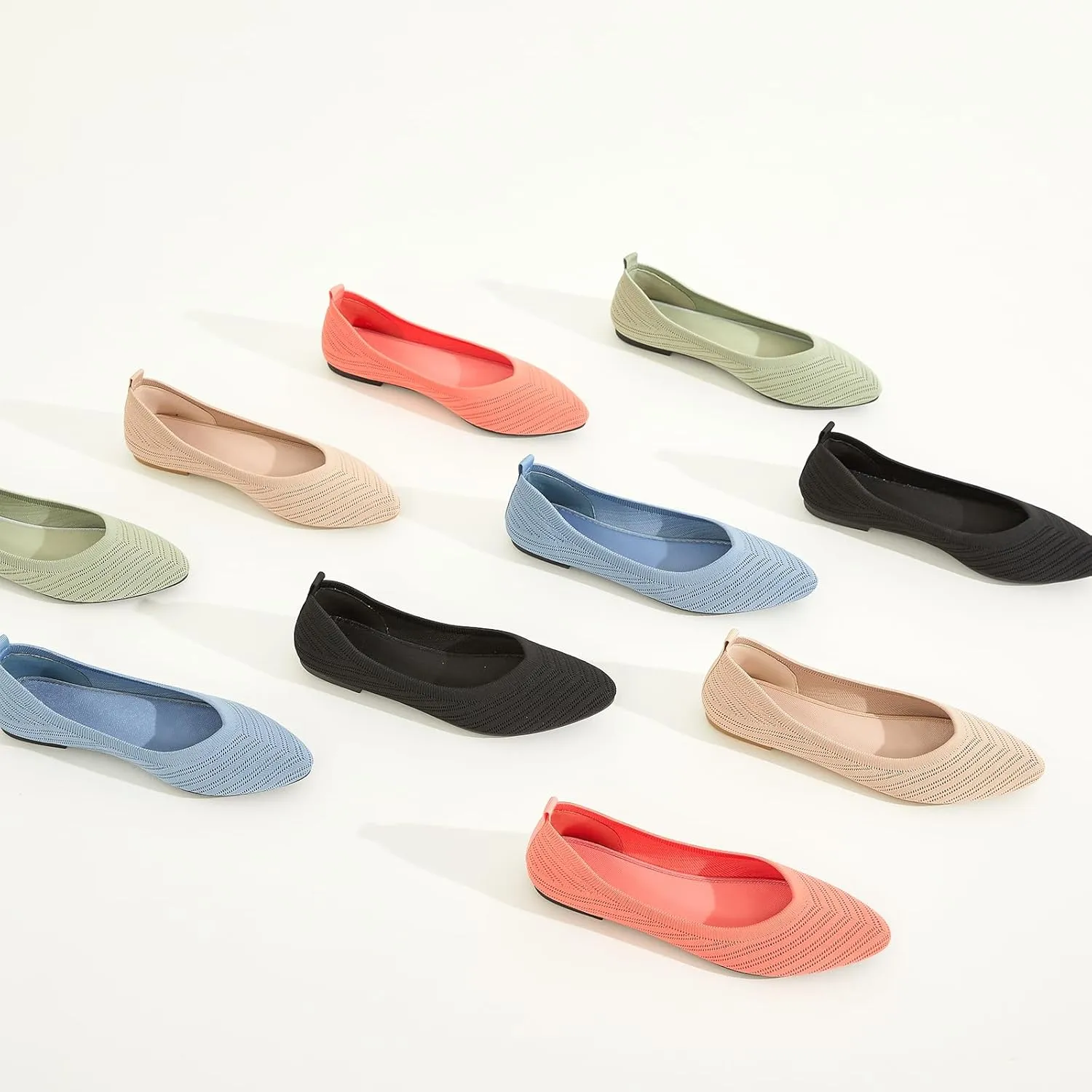 Flats for Women Black Dress Shoes Comfortable Ballet Flats Casual Pointed Foldable Knitted Fashionable Shoes