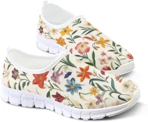 Floral Sneakers for Women Colorful Art Shoes for Women Slip On Casual Work Shoes