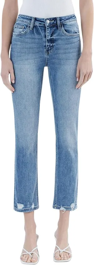 Flying Monkey Women's High-Rise Cropped Slim Straight Leg Jeans
