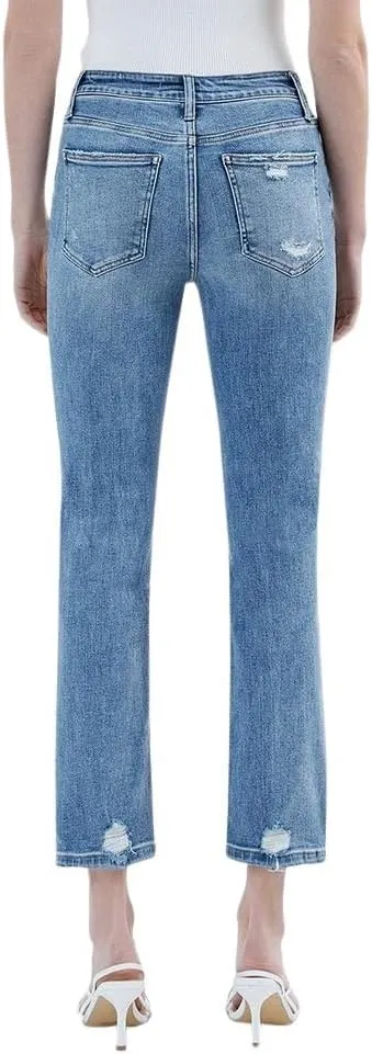 Flying Monkey Women's High-Rise Cropped Slim Straight Leg Jeans