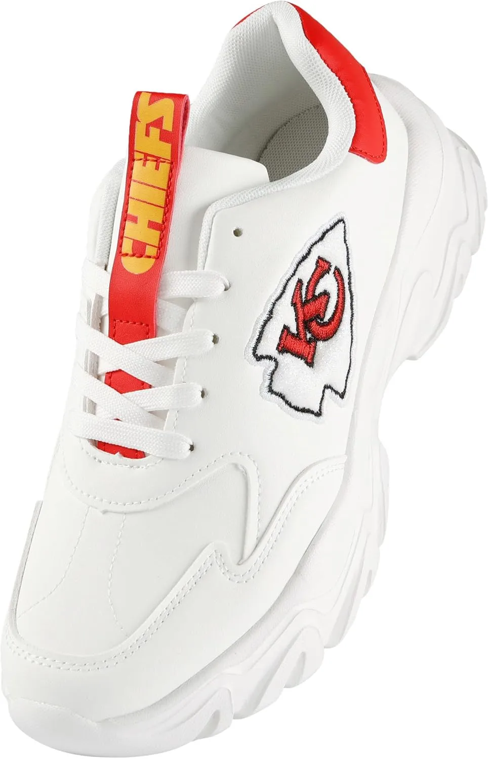FOCO Womens NFL Team Glitter Big Logo Vintage White Chunky Sneakers