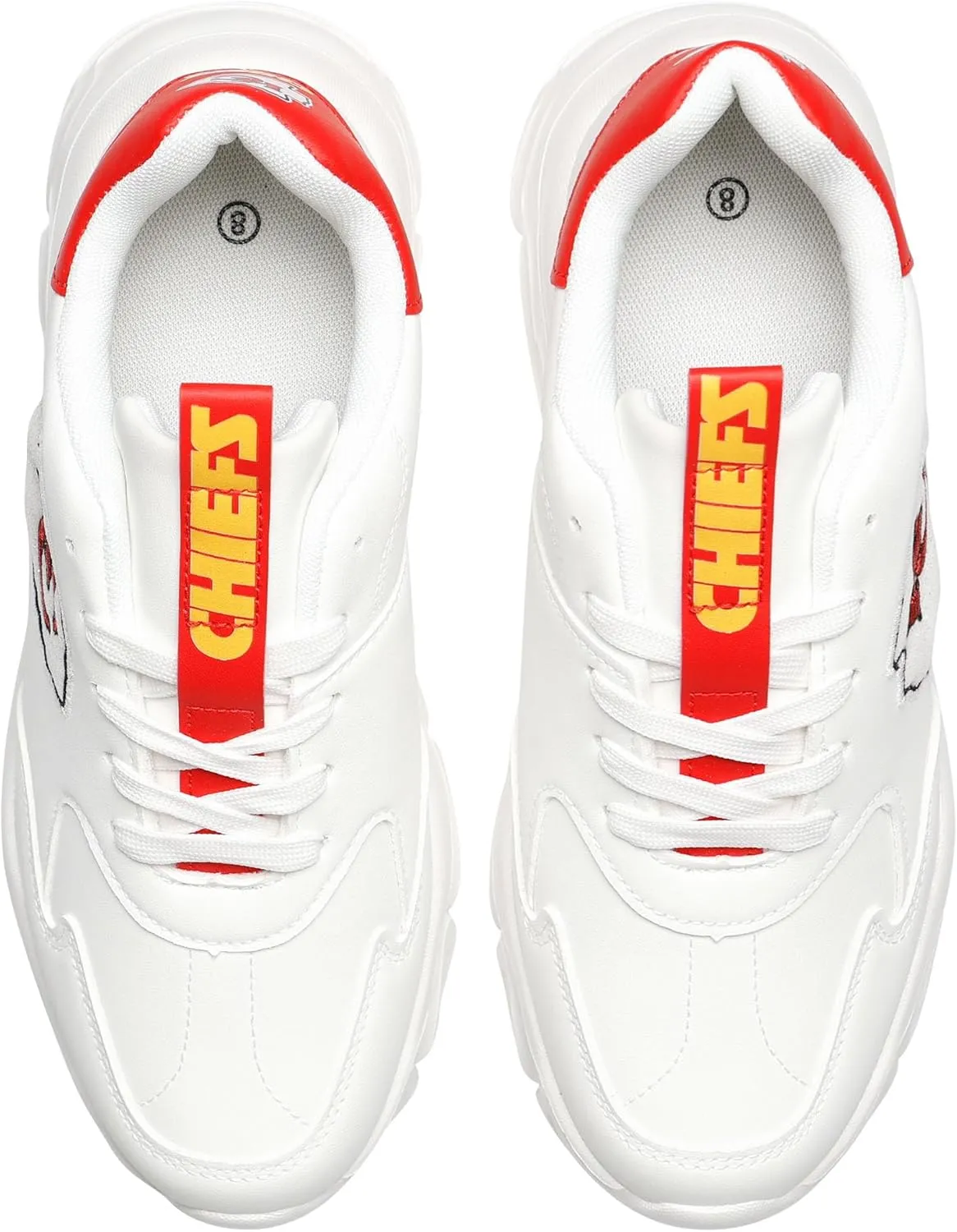 FOCO Womens NFL Team Glitter Big Logo Vintage White Chunky Sneakers