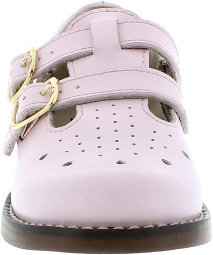 FOOTMATES Danielle Double-Buckle Mary Jane English Sandals Flats with Wide Toe Box and Custom-Fit Insoles, Non-Marking Outsoles - For Infants, Toddlers, and Little Kids, Ages 0-8
